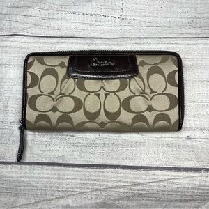 Coach Long Wallet Ashley Signature Satin Brow Zip Around